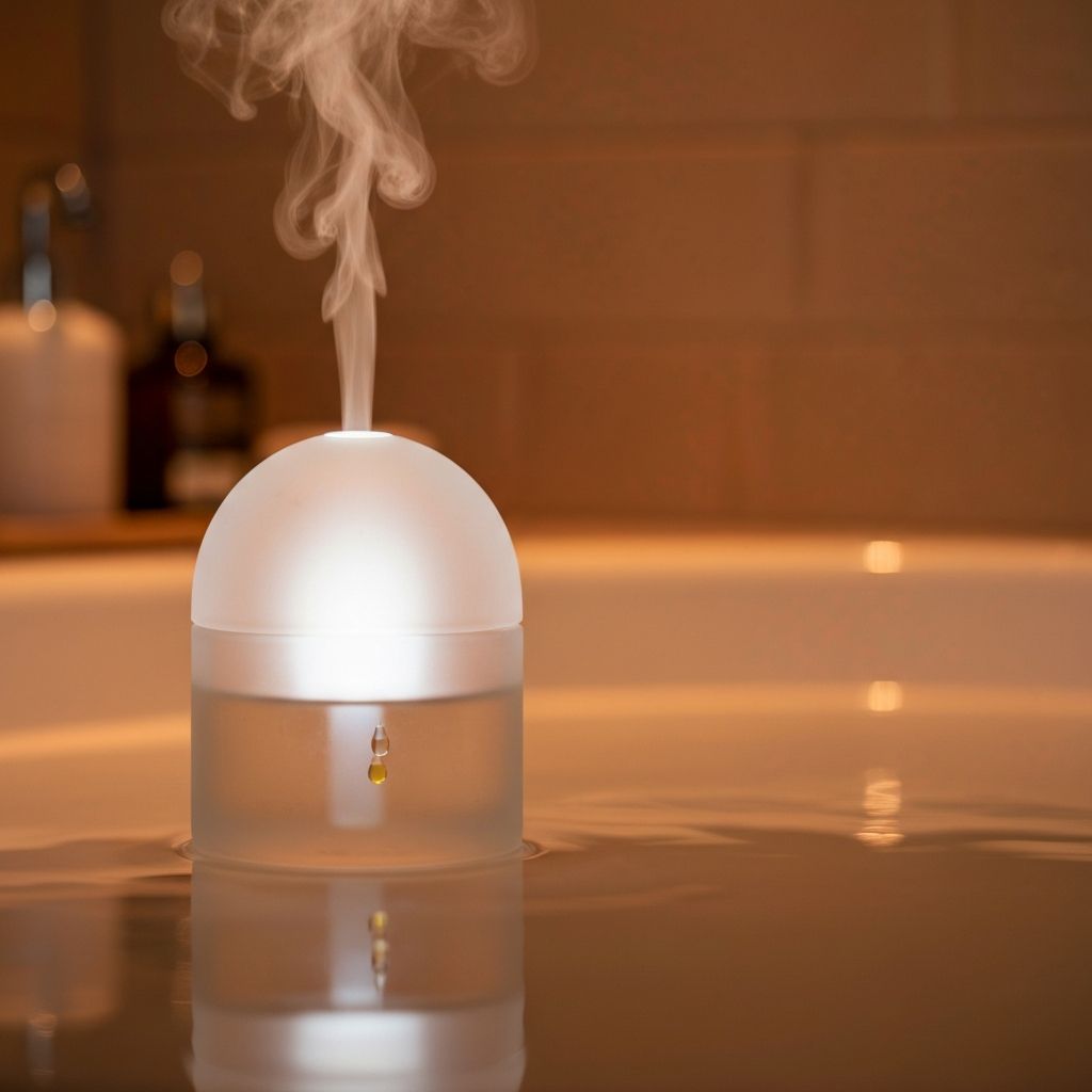 Aromatherapy steam and lavender in a luxury bath setting