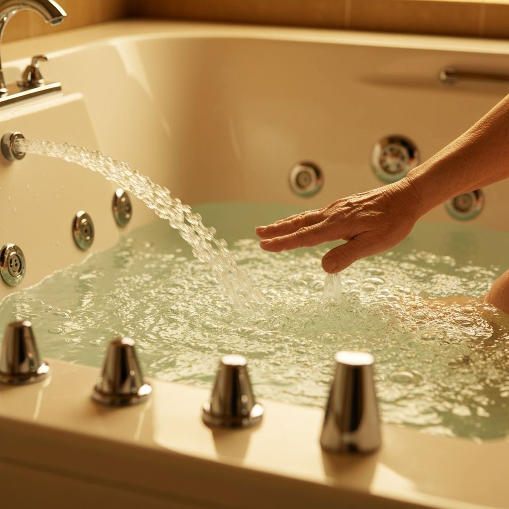 Hydrotherapy jets in action with swirling warm water